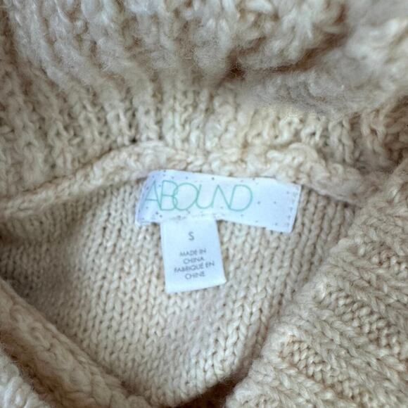 ABOUND Oatmeal Ribbed Knit Hoodie Sweater Women’s L Cozy Neutral Pullover - Picture 4 of 7